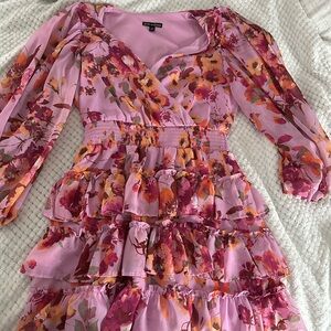 Floral Pink and Orange Dress